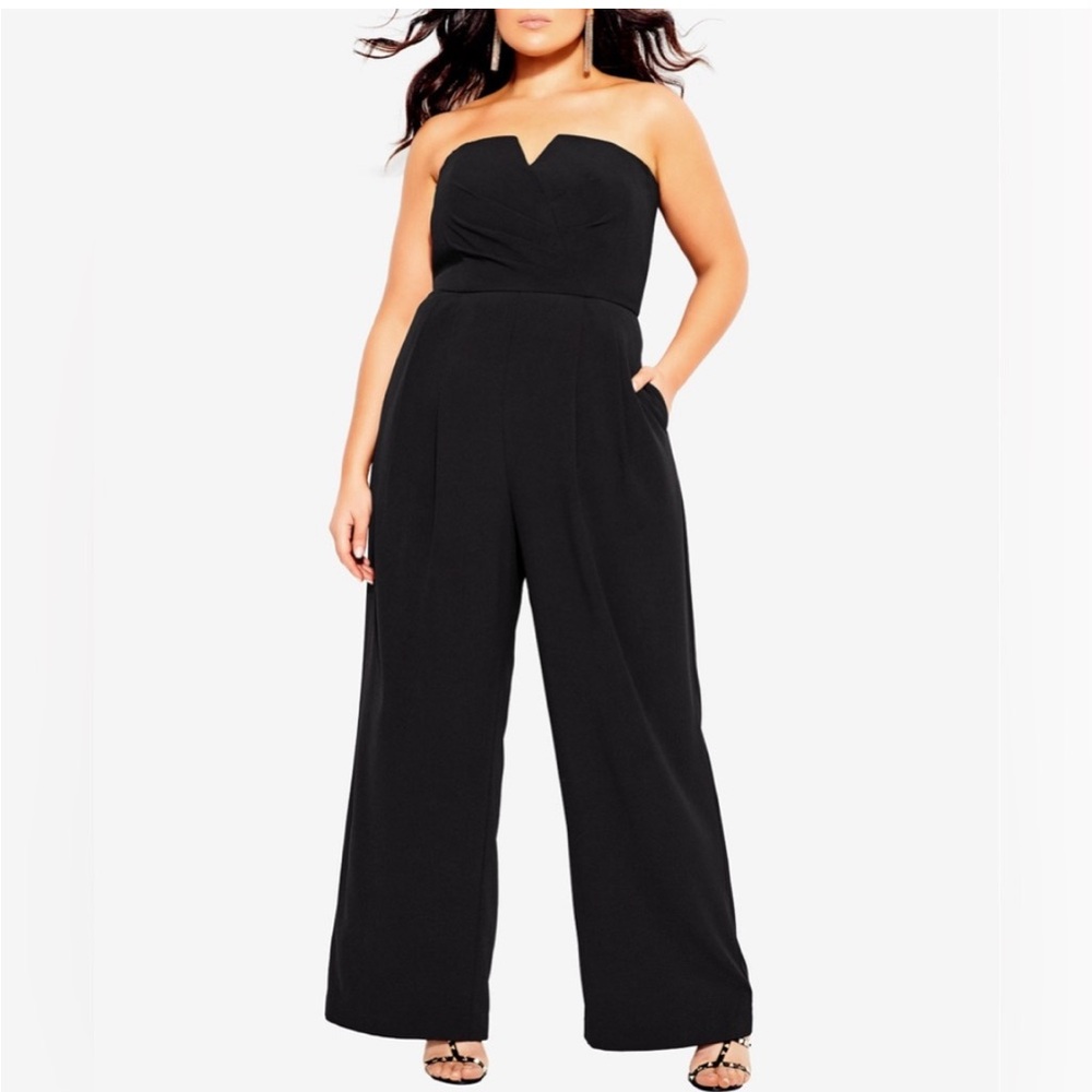 City Chic wide leg strapless pantsuit. Very chic!